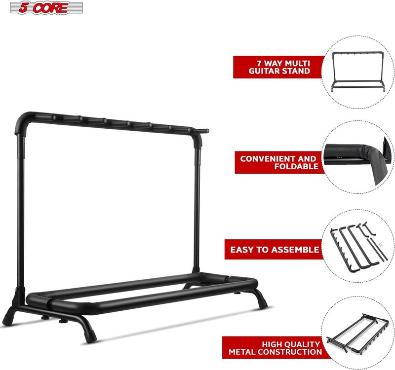 5 Core Multi Guitar Stand Rack Heavy Duty 7 Guitars Holder Universal Multi Storage for Band Stage Acoustic Electric and Bass Soporte Para Guitarra GRack 7N1 OVAL - Image 2